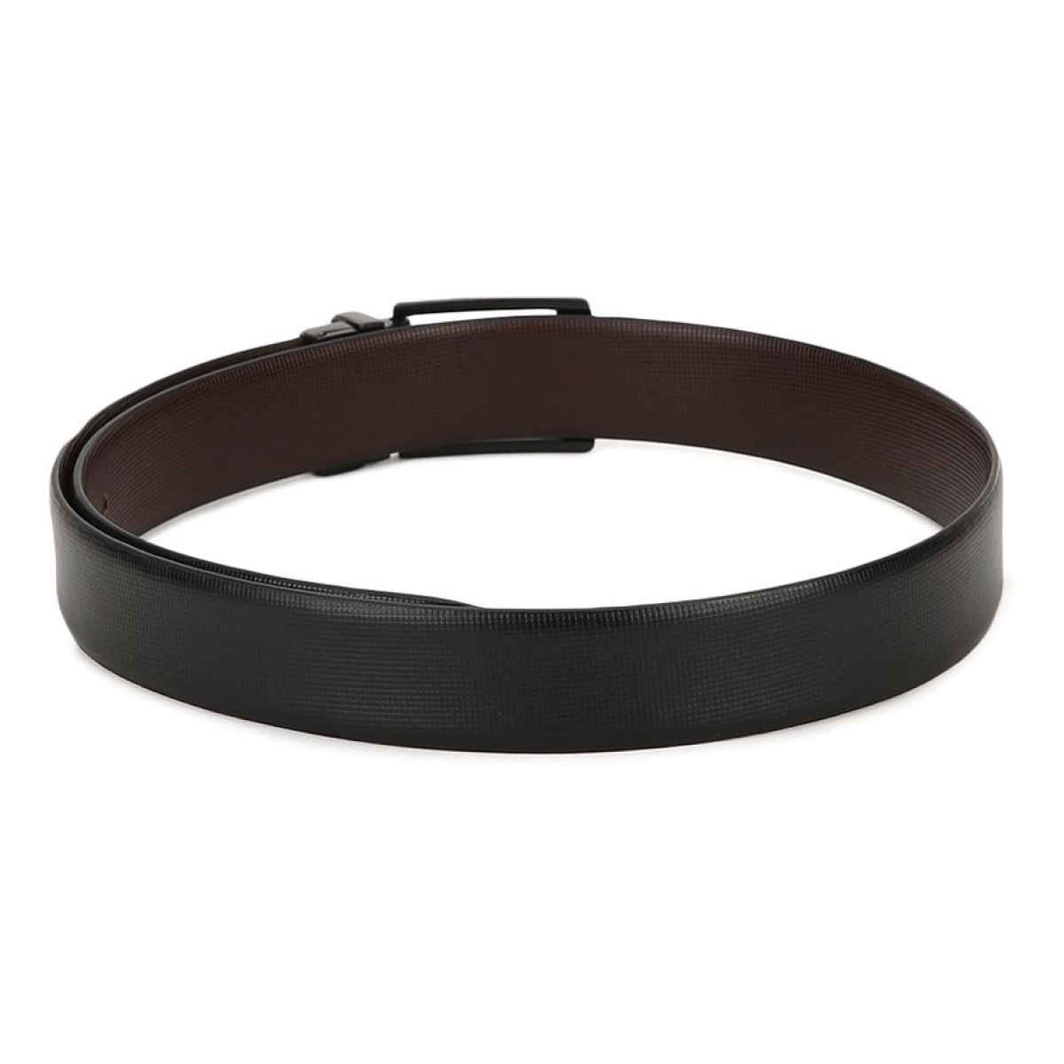 Teakwood Men's Textured Genuine Leather Reversible Belt | Black and Brown - 40 Inches