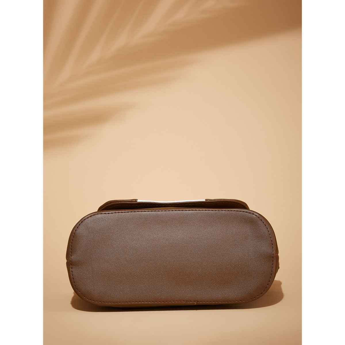 Fargo Women's Vegan Leather White Strip Sling Bag | Brown