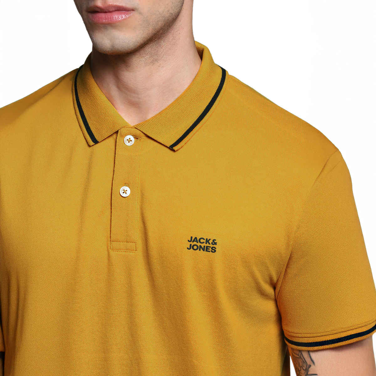 JACK & JONES Men's Regular Fit Short Sleeves Polo T-shirt | Yellow - XXL