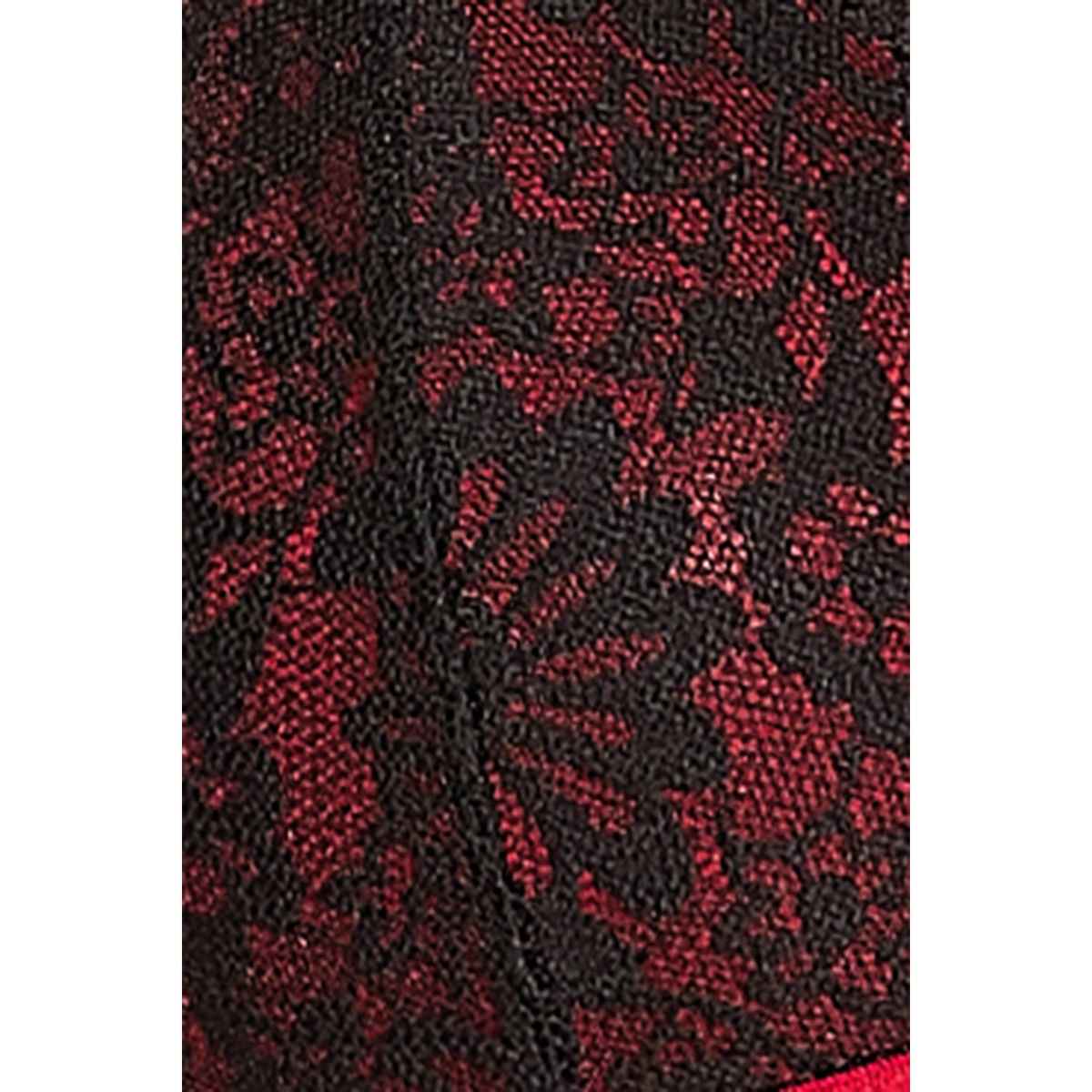 Clovia Non-Padded Non-Wired Demi Cup Plunge Bra & Low Waist Bikini Panty | BP1477P04 - Red - 38B