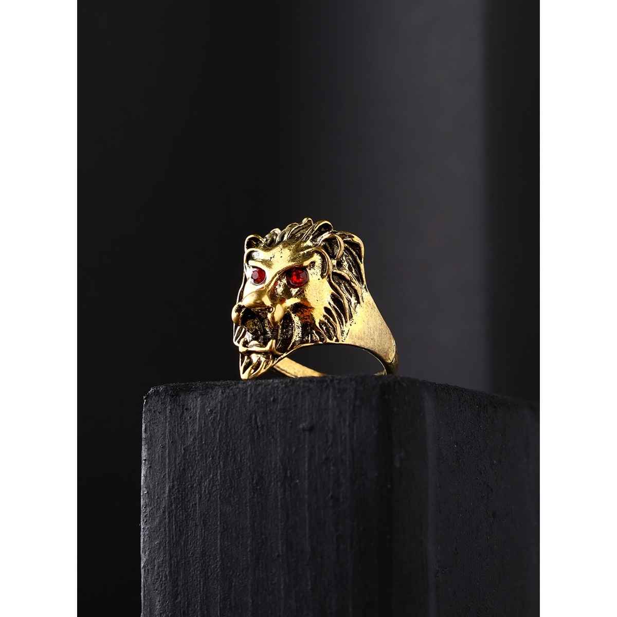 Priyaasi Men's Gold Plated Lion Ring (Bd-Rng-30056)