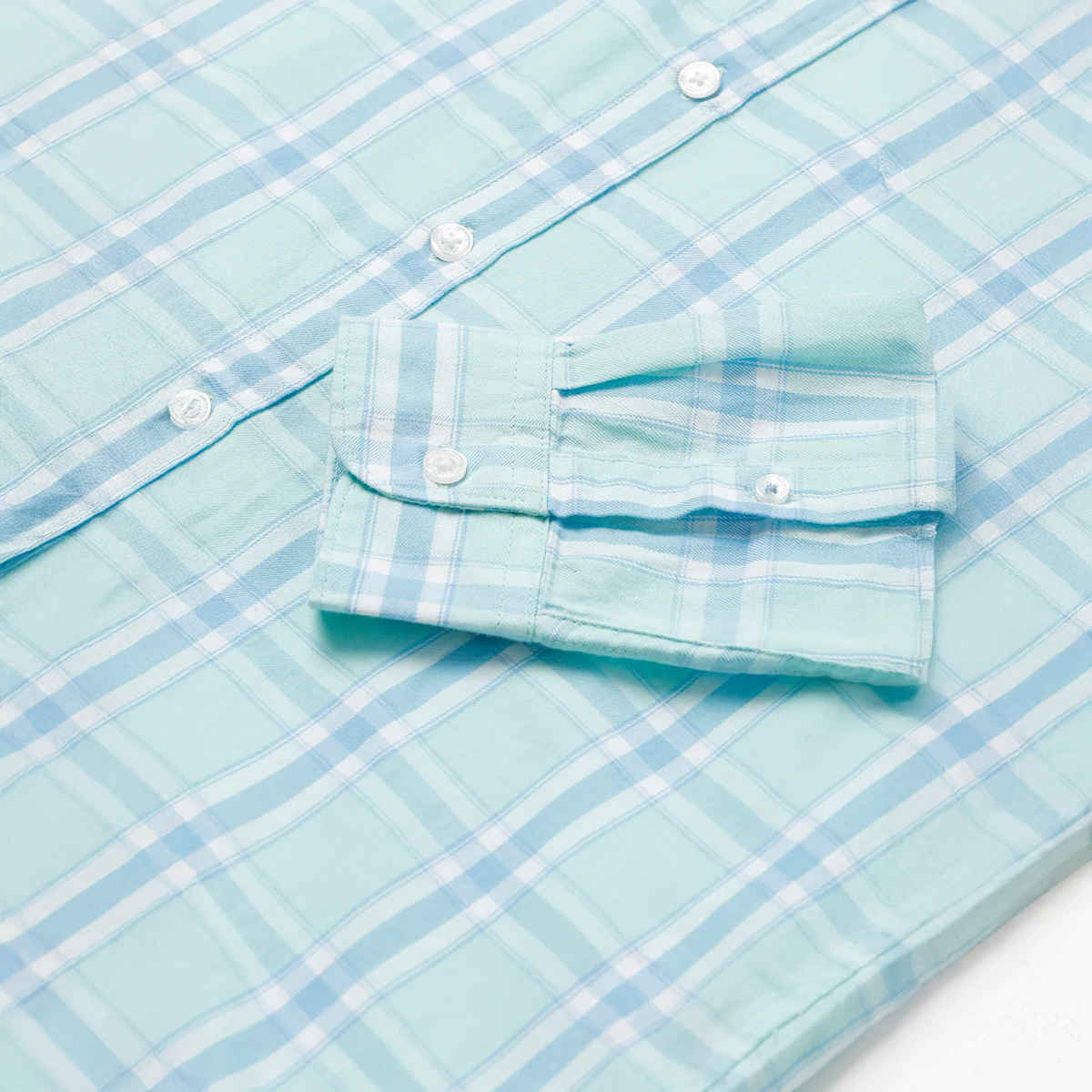 The Bear House Men Slim Fit Checked Button-Down Casual Shirt - Joan | Blue | L