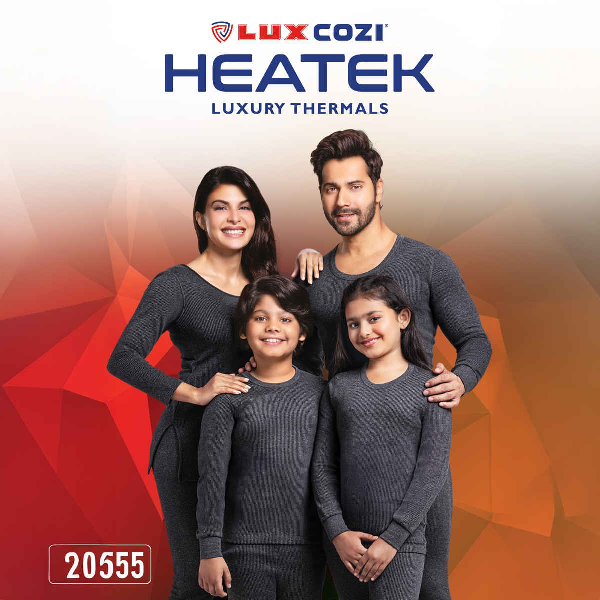 Lux Cozi Men's Heatek Thermal Comfort, Stretchable & Super Warm Round Neck Top | Black Melange-85