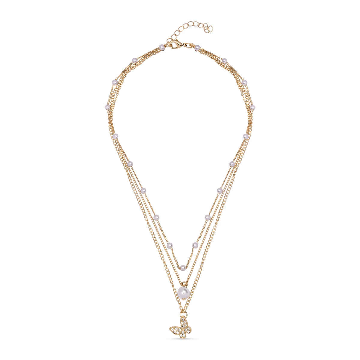 Toniq Flutter Pearl 3 Layered Necklace