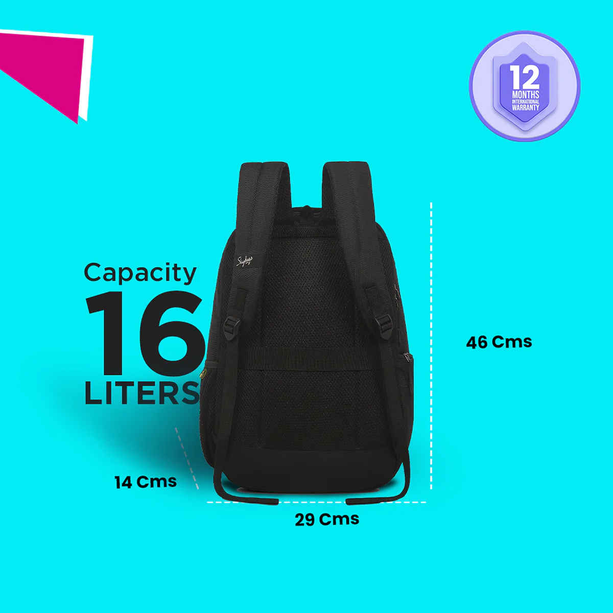 Skybags Unisex Solid Polyester 16 L Top Handle Laptop Backpack | Black - 15.6 Inches