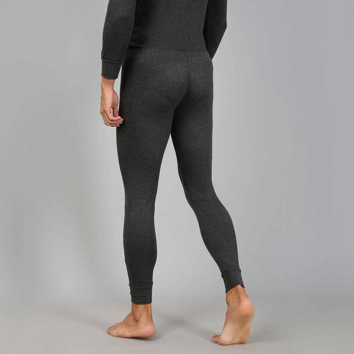 Lux Cozi Men's Heatek Thermal Comfort, Stretchable & Super Warm Trouser | Black Melange-90