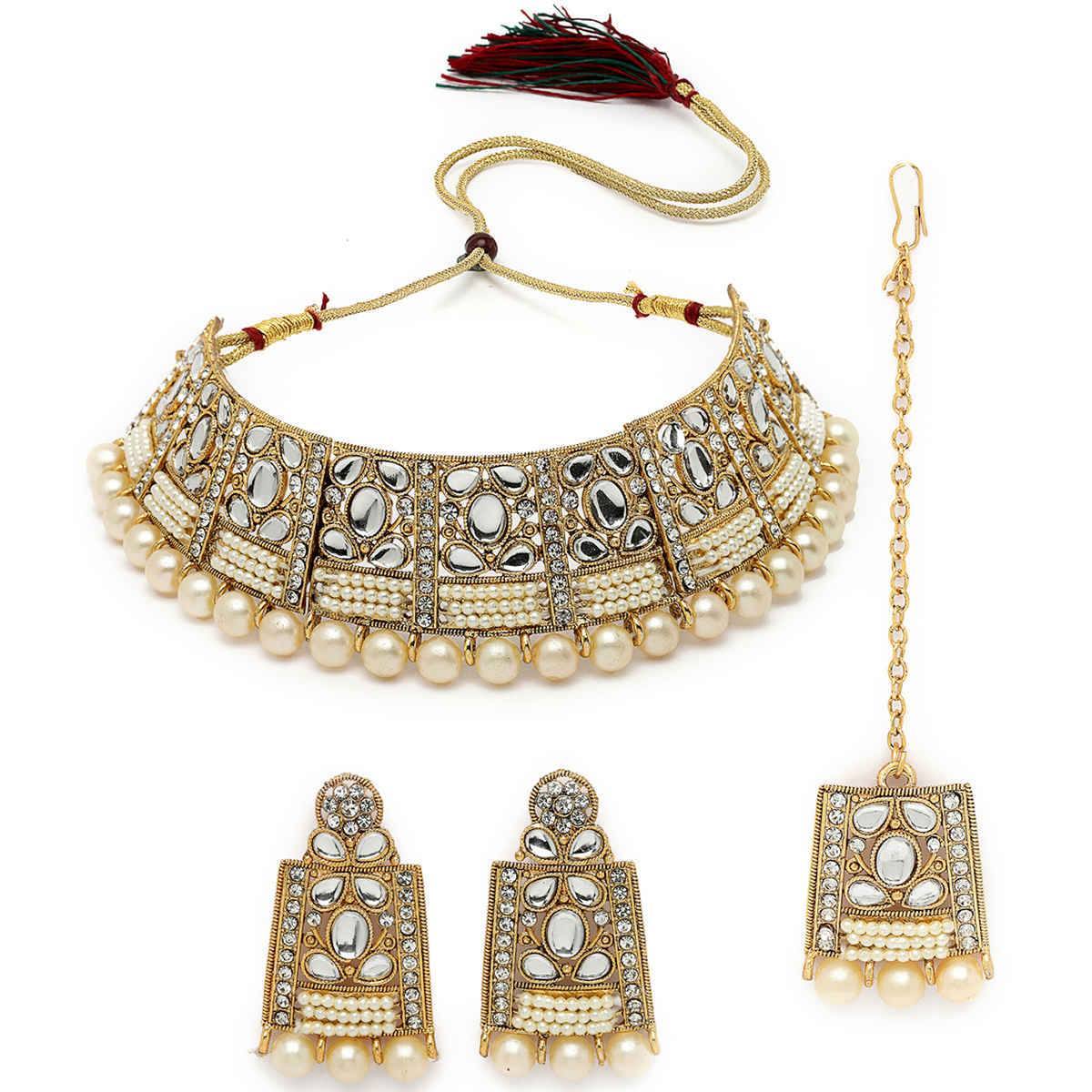 Sukkhi Handcrafted Gold Plated Gold Stone Studded Choker Necklace Set