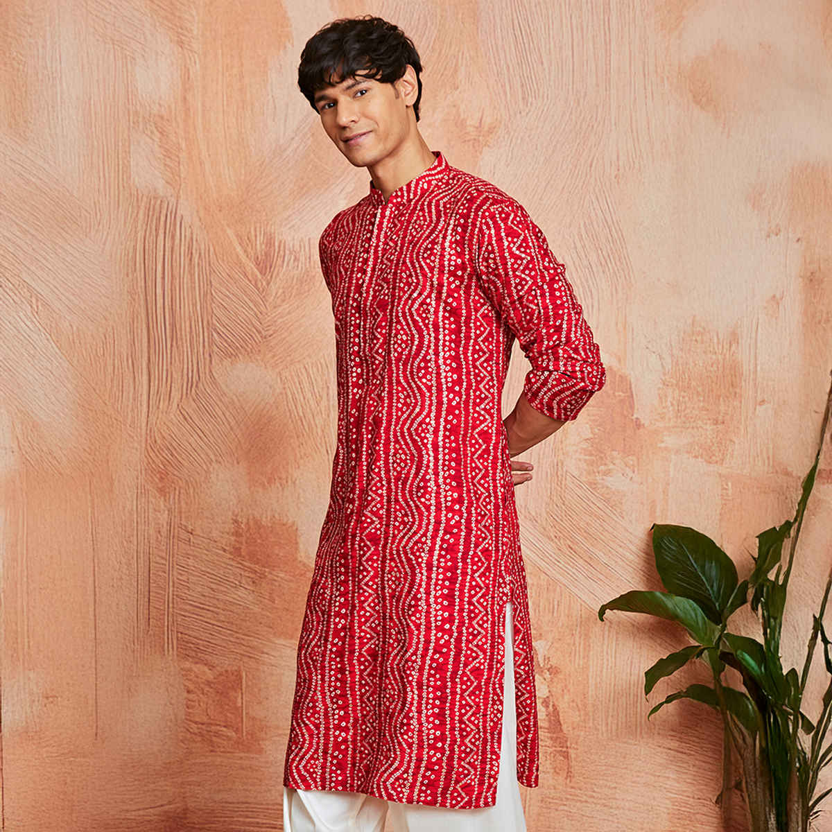 Vastramay Men's Rayon Kurta | Red - S