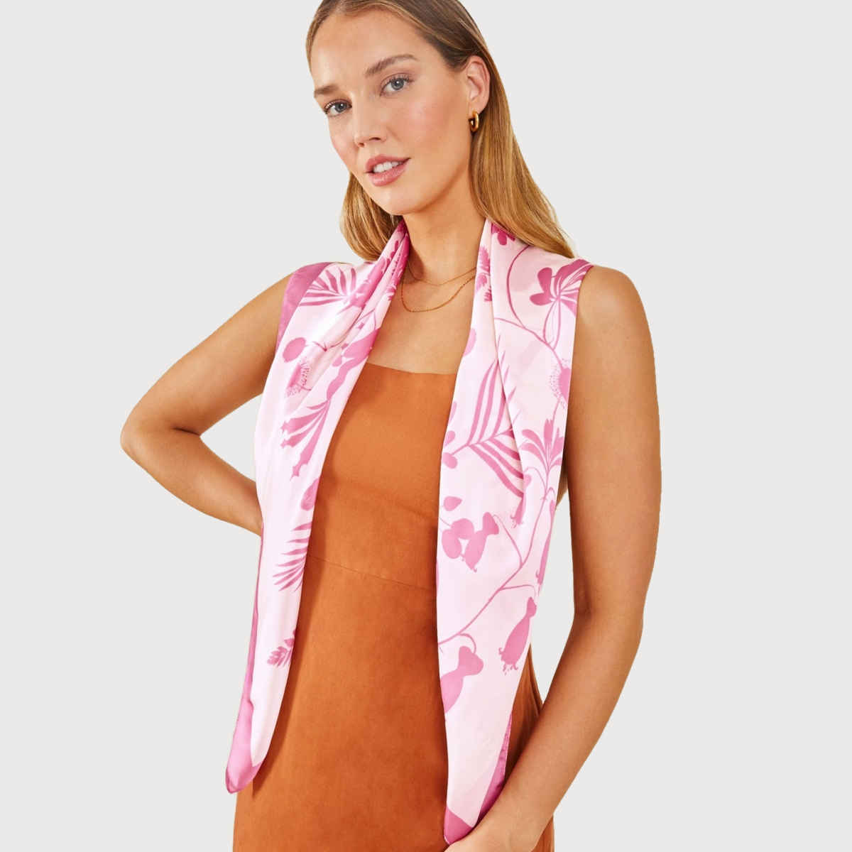 Accessorize London Women's Satin Square Scarf | Pink