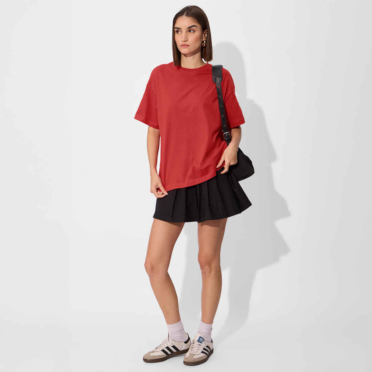 The Souled Store Women's Solids Rouge Red Oversized T-shirt | Red - XL