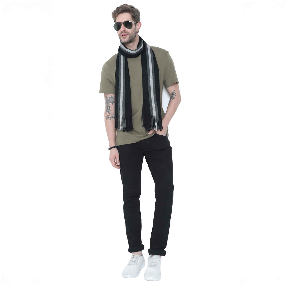 Fabseasons Unisex Acrylic Wool Muffler | Black - One Size