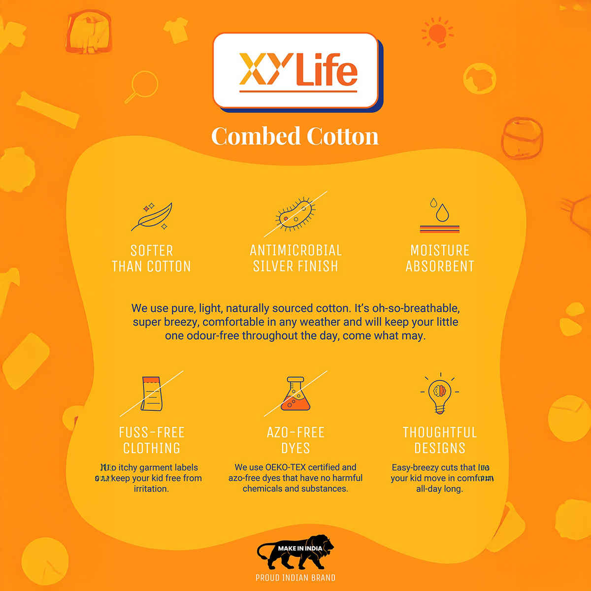 XY Life Girl's Arcade Intelliease Combed Cotton T-shirt | Ice Blue - 11 to 12 years