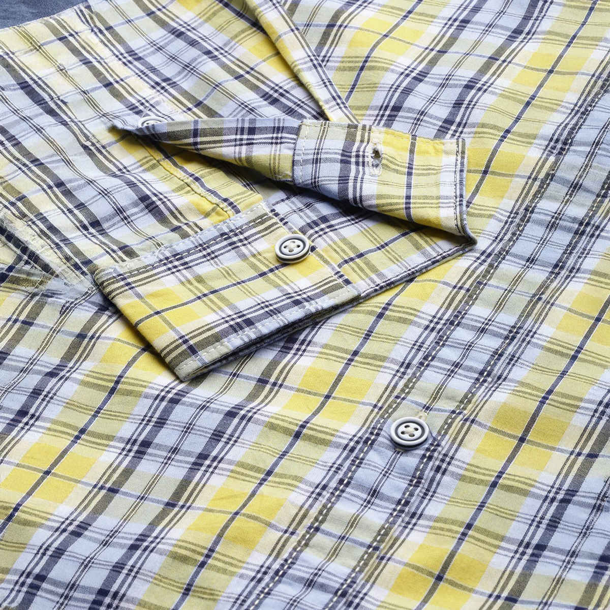 The Indian Garage Co Men's Slim Fit Checked Casual Shirt | Yellow - L