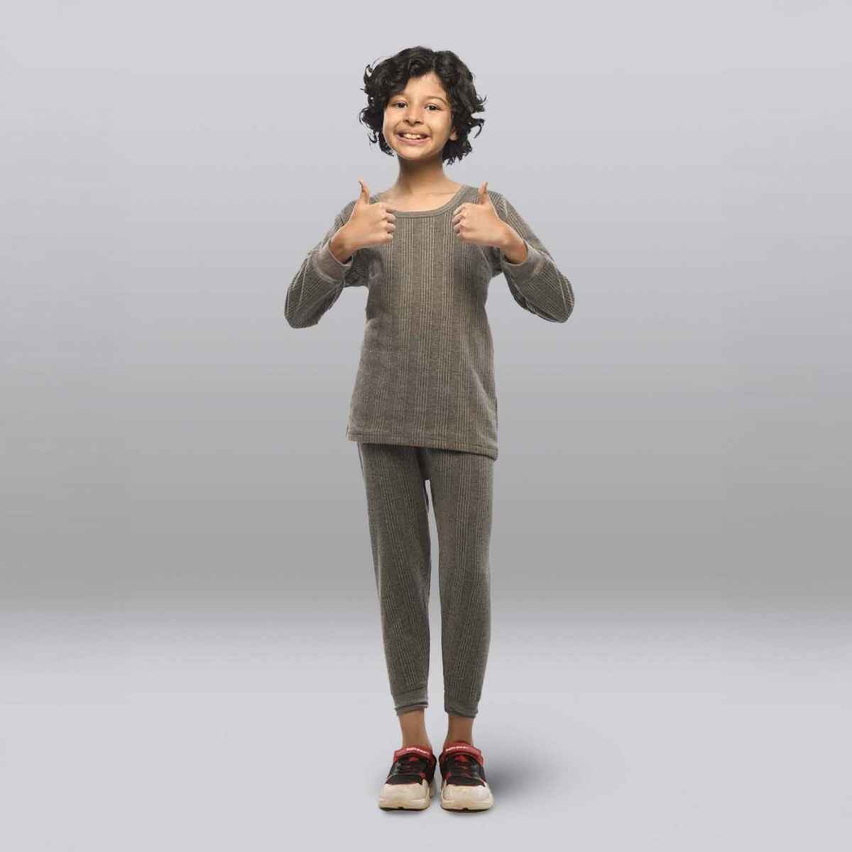 Lux Inferno Thermal Top and Bottom Set for Kids | Charcoal | 70