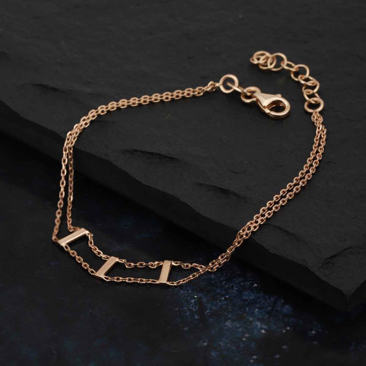 Carlton London 18kt Rose Gold Plated Double Chain Bracelet | FJB4350