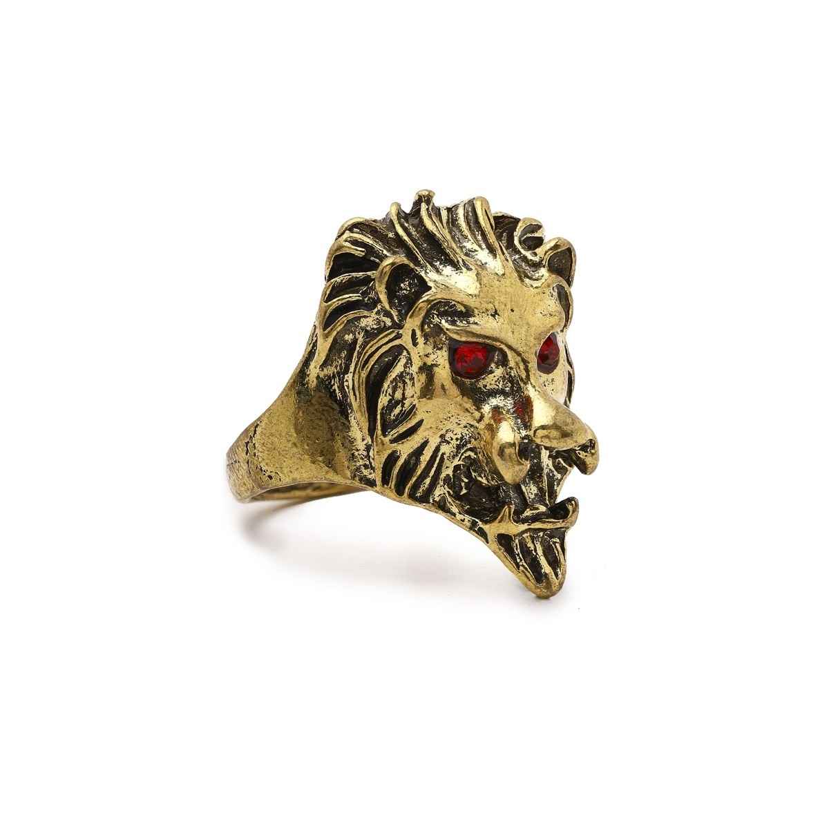 Priyaasi Men's Gold Plated Lion Ring (Bd-Rng-30056)