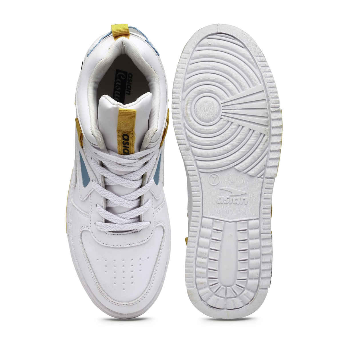 Asian Tarzan-11 Men High Top Sneakers White-Mustard (UK-10)