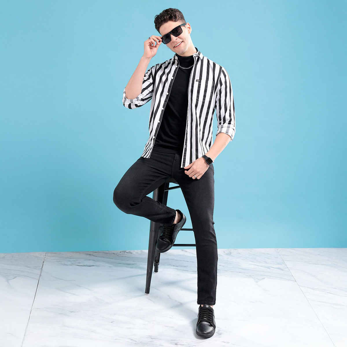 The Indian Garage Co Adult Men's Slim Fit Shirt | Navy - XL