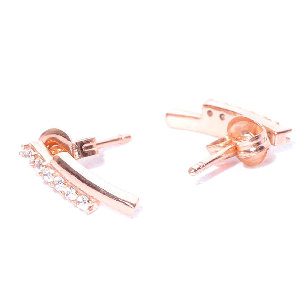 Carlton London 18K Rose Gold-Plated CZ-Studded Jewellery Set | SB121761N+E