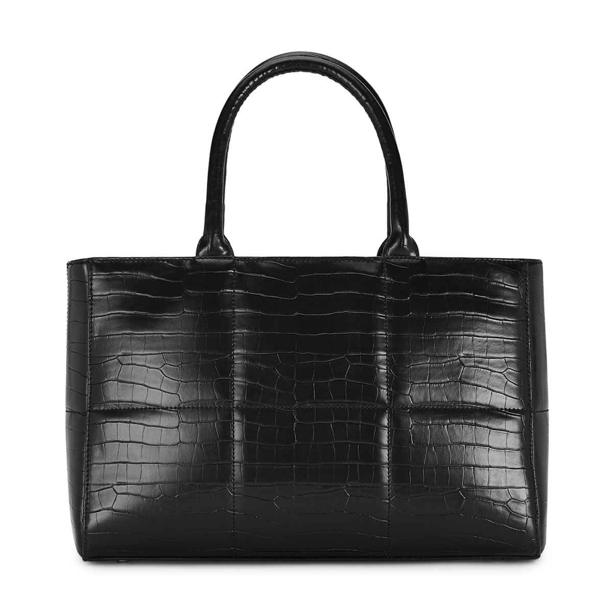 United Colors Of Benetton Women's PU 11.5 L Double Handle Tote Bag | Black - Standard