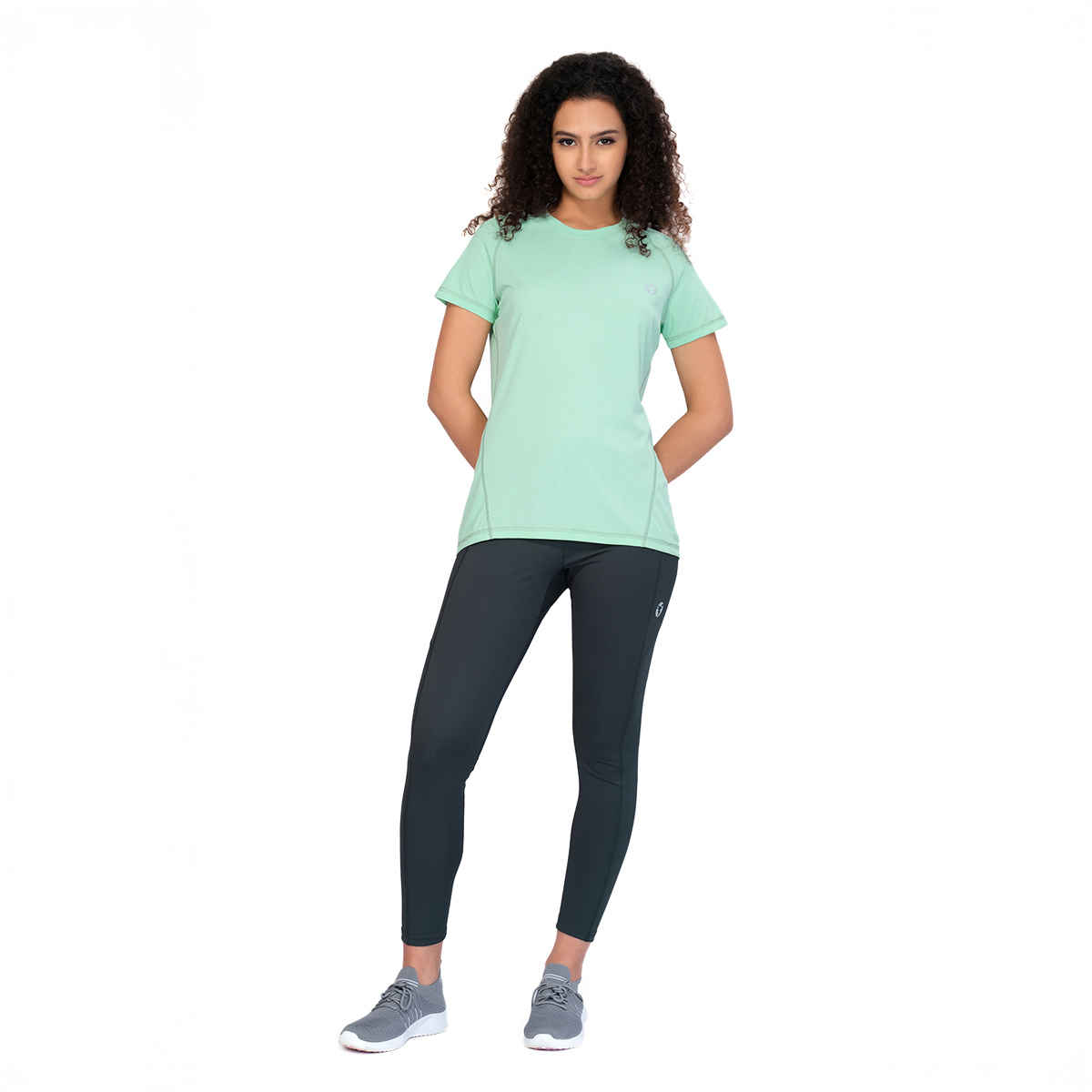 Technosport Women Solid Slim Fit Round Neck Sports T-shirt with Techno CooL Mint Green XL