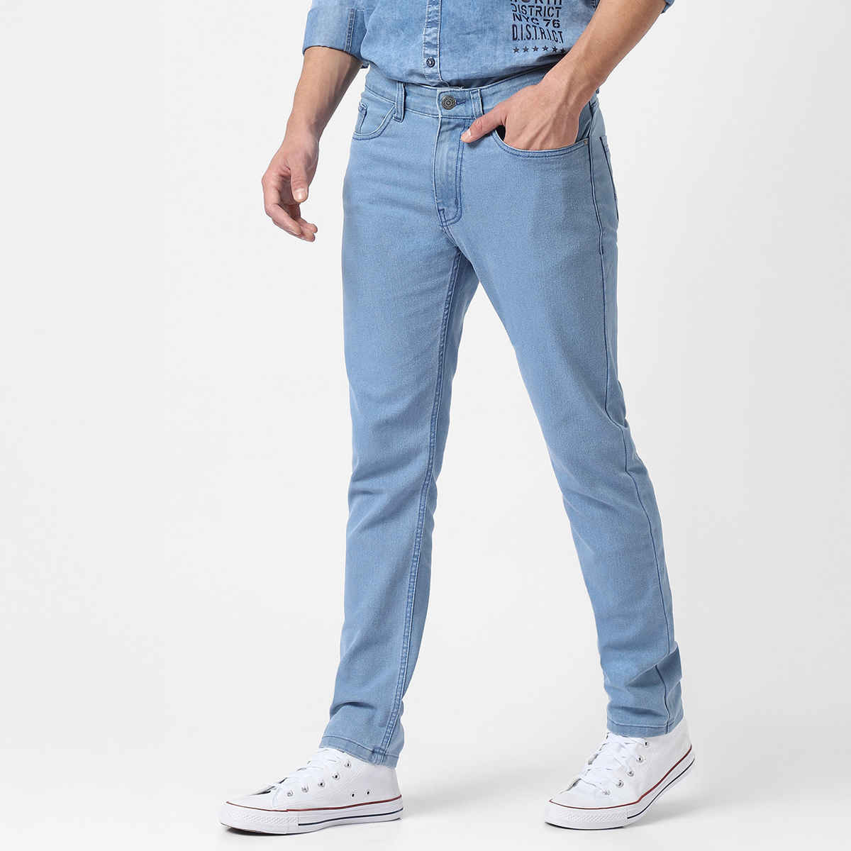 Urbano Fashion Men's Denim Jeans Slim Fit Stretchable | Ice Blue | 32