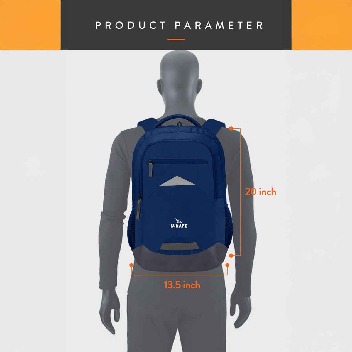 Lunar's Unisex Solid Polyester 48 L Laptop Backpack | Navy Blue - 13, 14, 15, 15.6
