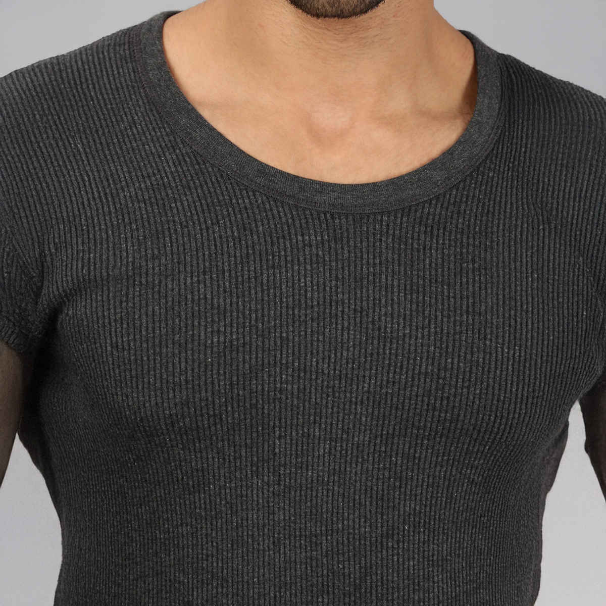 Lux Cozi Men's Heatek Thermal Comfort, Stretchable & Super Warm Set | Black Melange-80