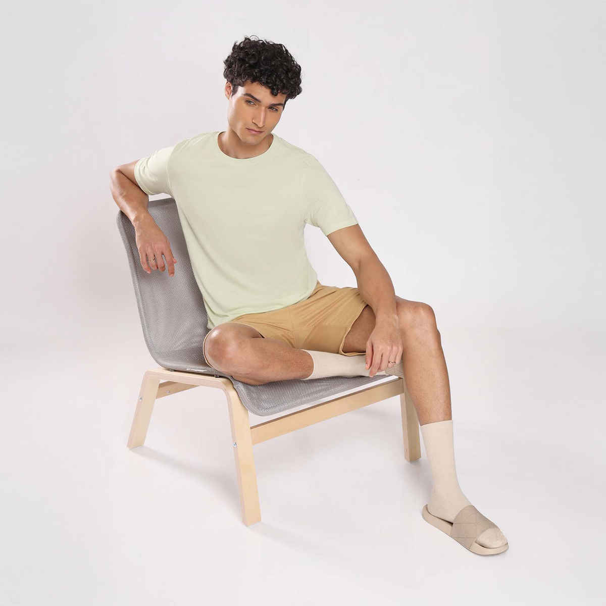 Nobero Men's Plain Classic Fit T-shirt | Cream - XXXL