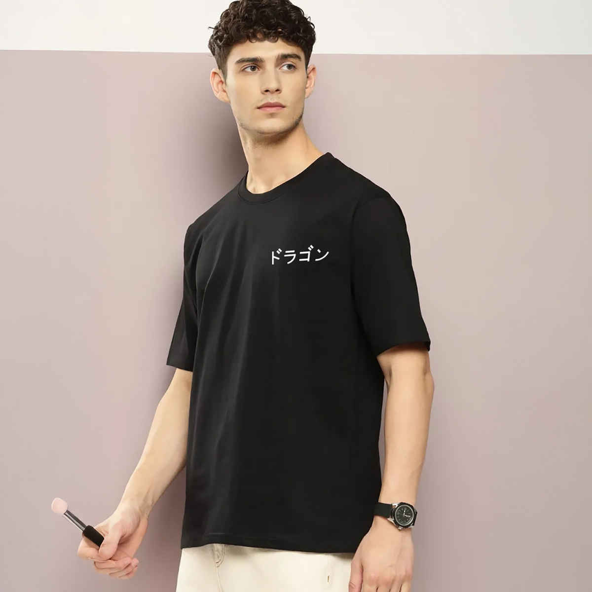 BENNY BROOKS Men's Round Neck half sleeve Oversized T-shirt |AA(ARN)BLACK63 | Black - M