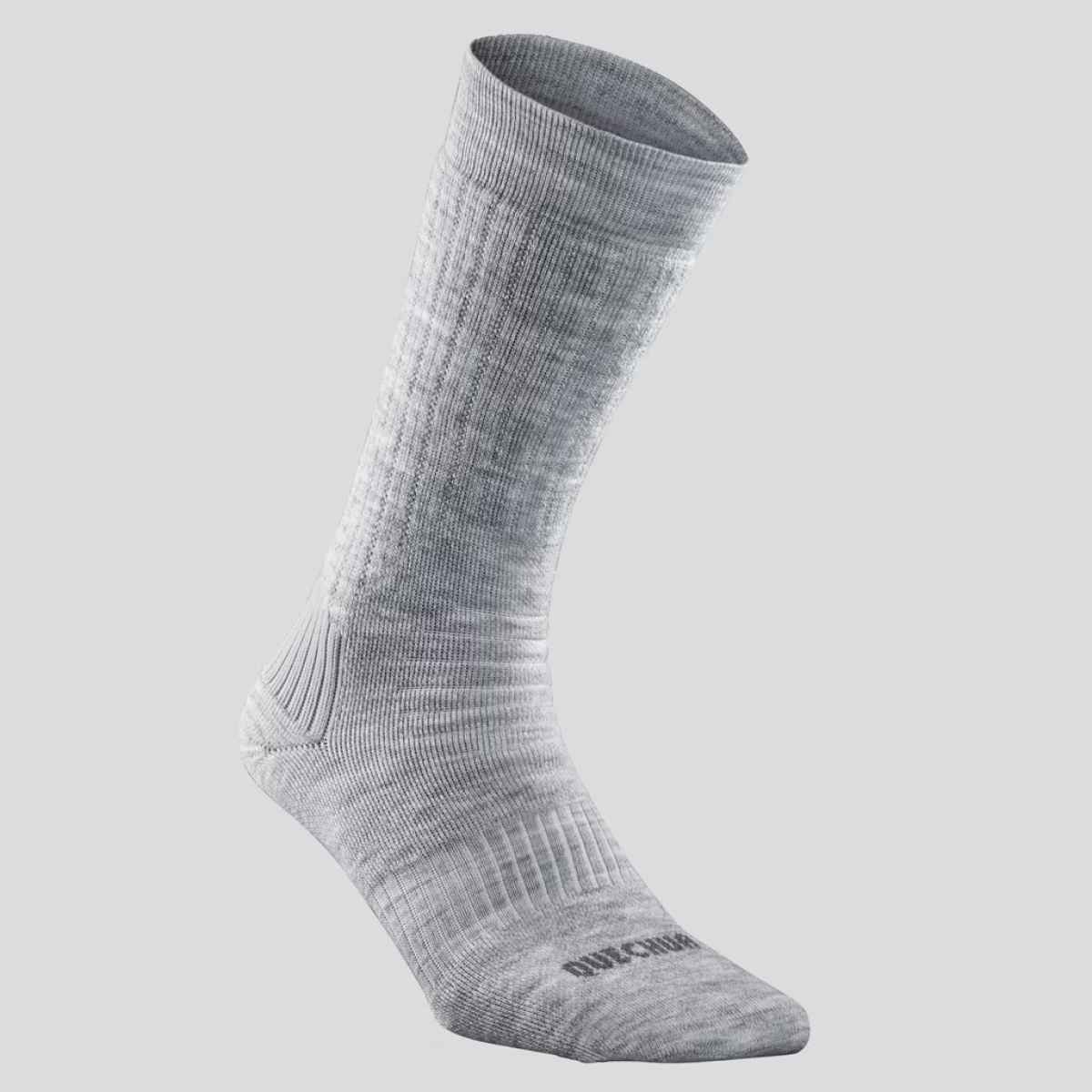 Decathlon | Quechua Unisex Acrylic and Wool Mid Calf Socks | Grey - UK 5.5 - 8