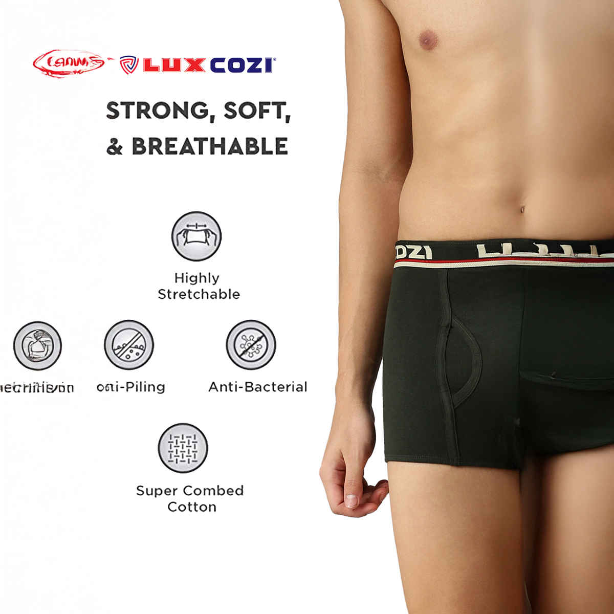 Lux Cozi Men's Solid Trunk | Assorted | 75 cm | Pack of 3