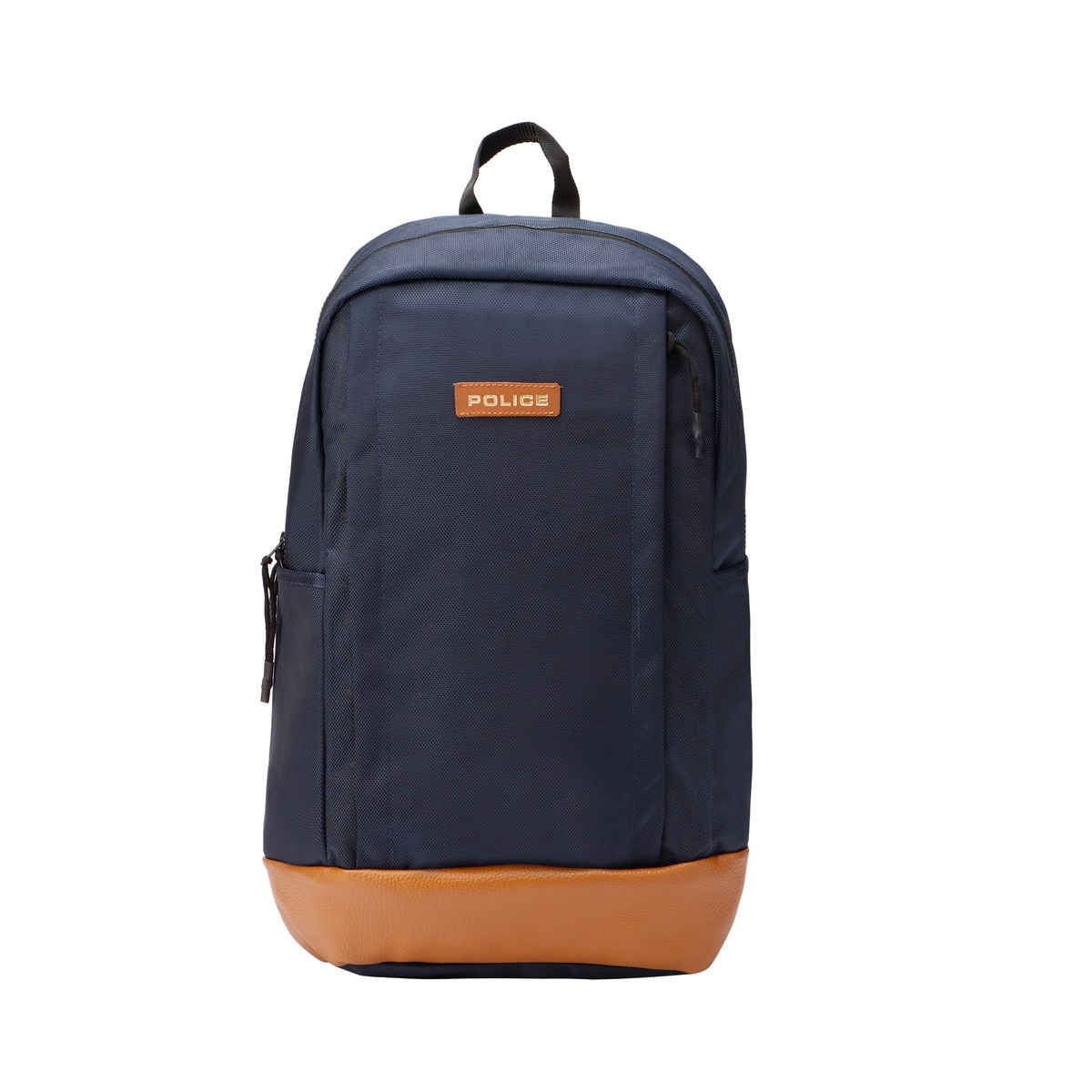 Police Unisex Nylon 15 L Top Handle Laptop Backpack | Tan and Navy Blue - 15.6 Inches