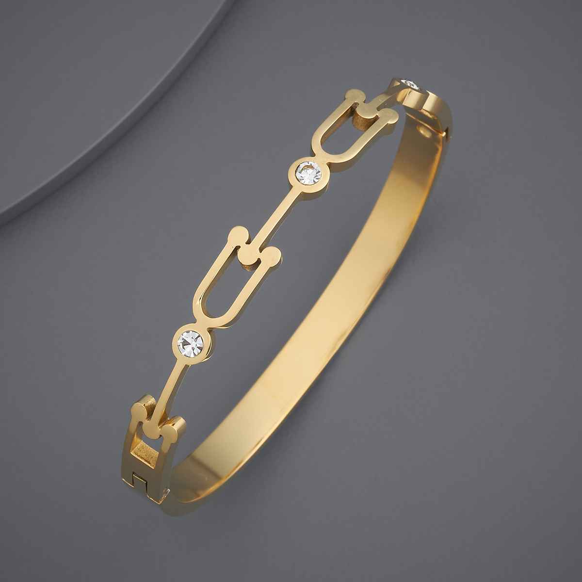 Kushal s Fashion Jewellery White Gold-Plated Zircon Trendy Kada | 441088