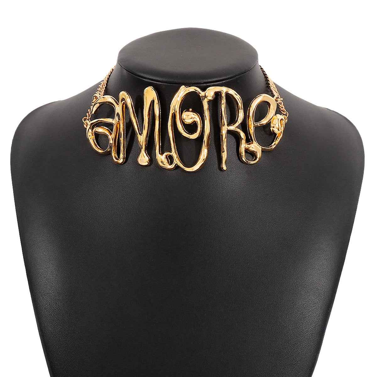 Just Lil Things Bold Gold 'AMORE' Statement Necklace | jltn0695