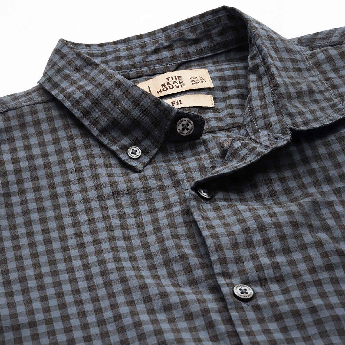 The Bear House Men Slim Fit Checked Button-Down Casual Shirt - Garo | Teal Blue | M