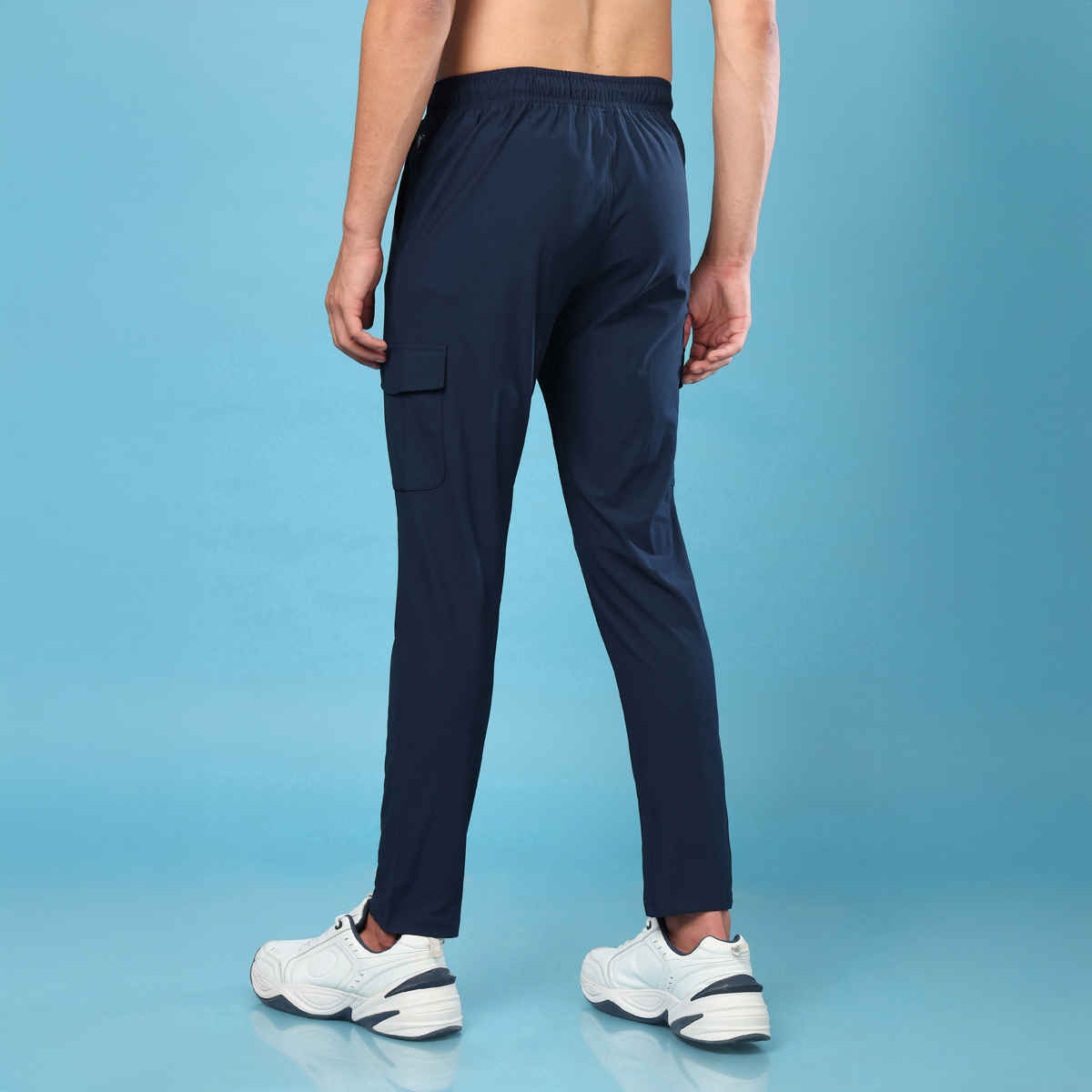 Technosport Men Poly Solid Relax Fit Sports Cargo Trackpants with DURACOOL+ | Navy | 2XL