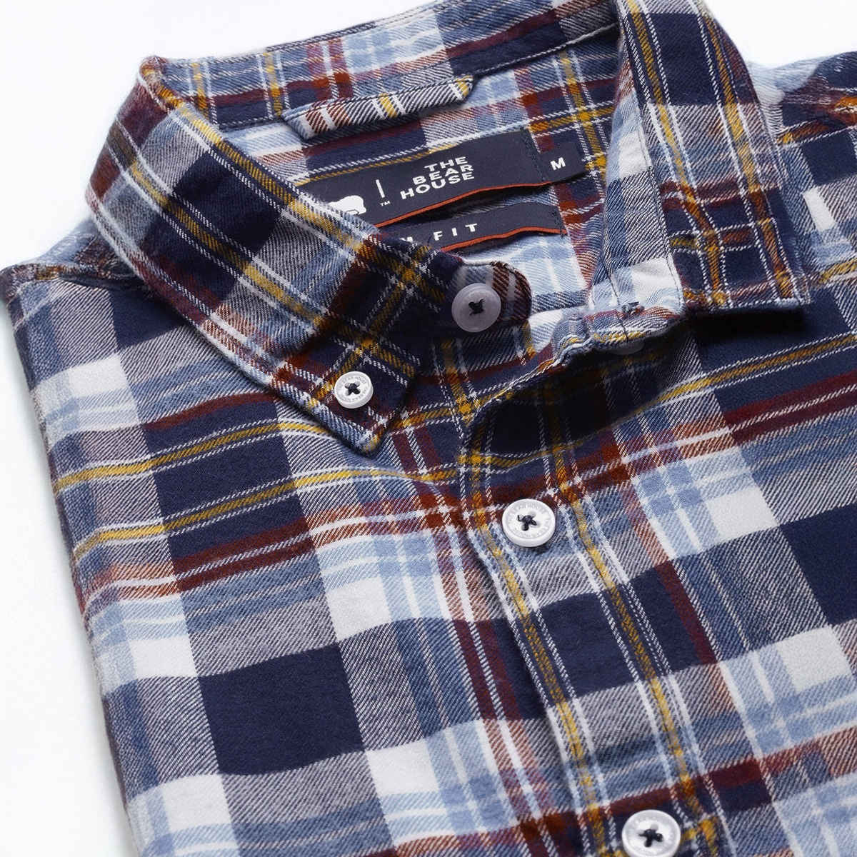 The Bear House Men Slim Fit Checked Shirt - Toscano | Blue | L