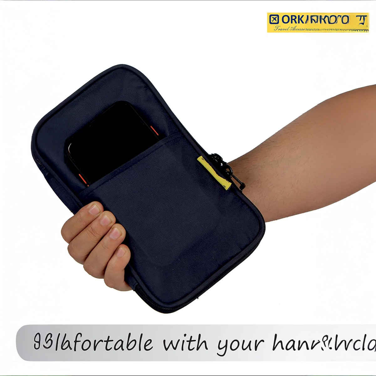 ORKA Unisex Solid Polyester Passport Holder | Navy Blue