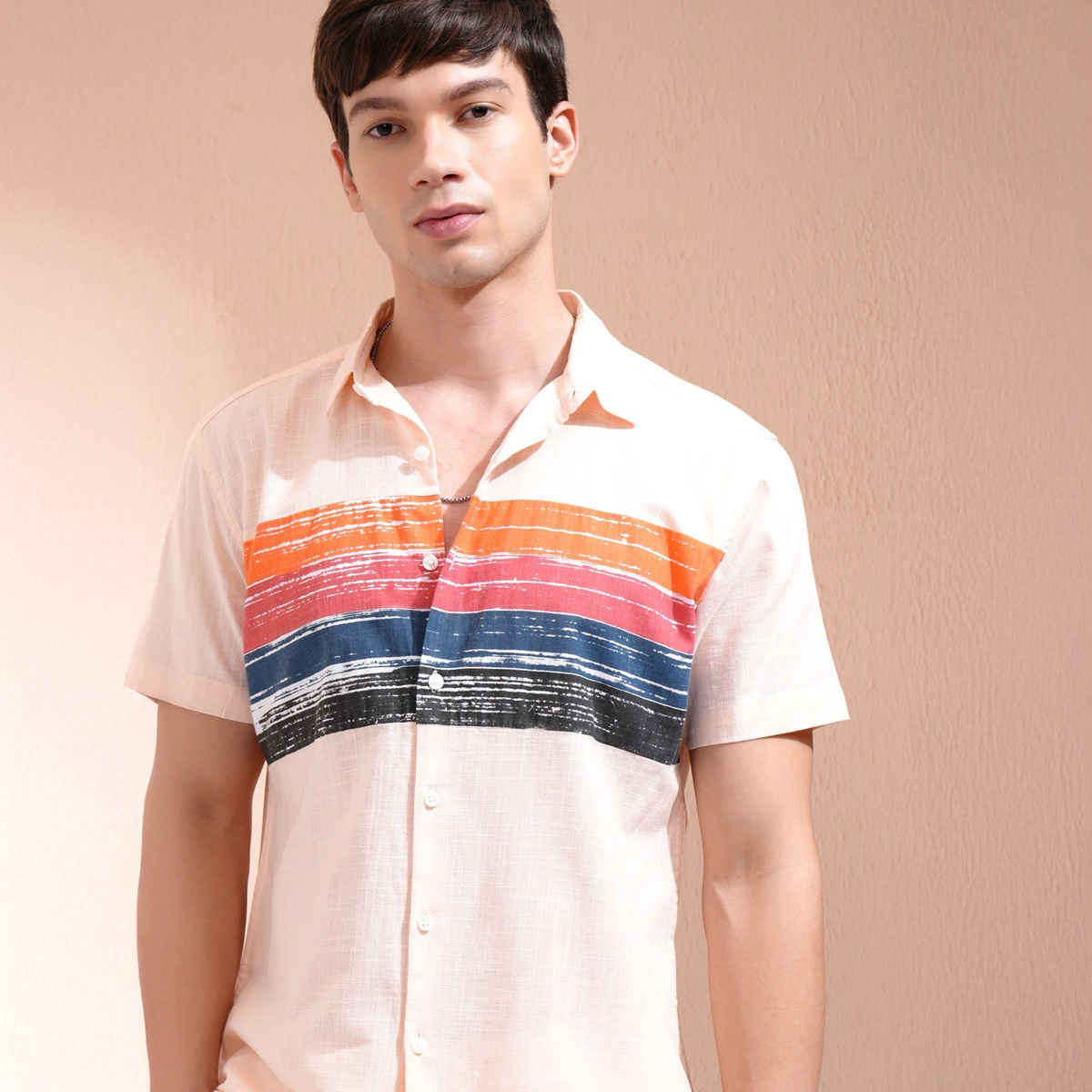 Ketch Men Printed Half Sleeve Slim Fit Shirt | Multicolor | M