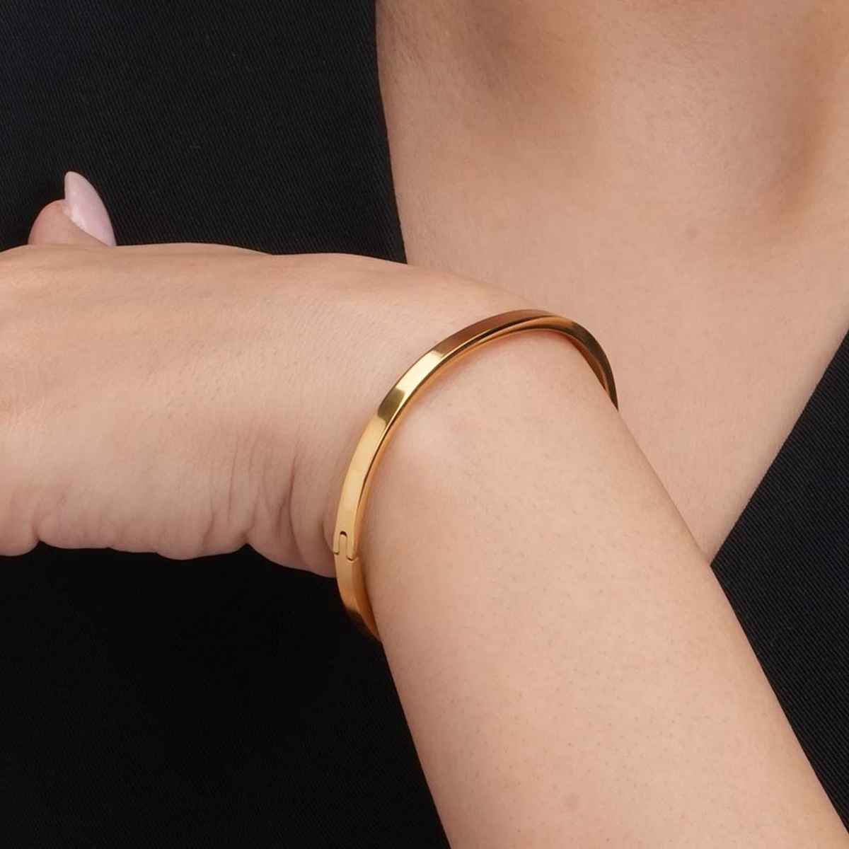 Palmonas Plain Stackable Bangle Bracelet |4Mm For Womens | Waterproof And Anti-Tarnish