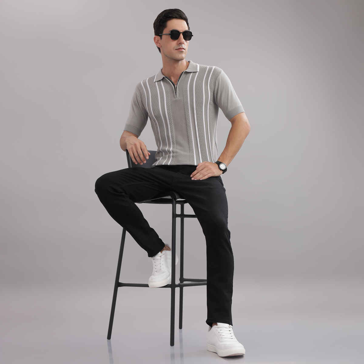 OUTLAWS Men's 100% Cotton Structured T-Shirt | Flat Knit | Super Stretch | Grey - 2XL