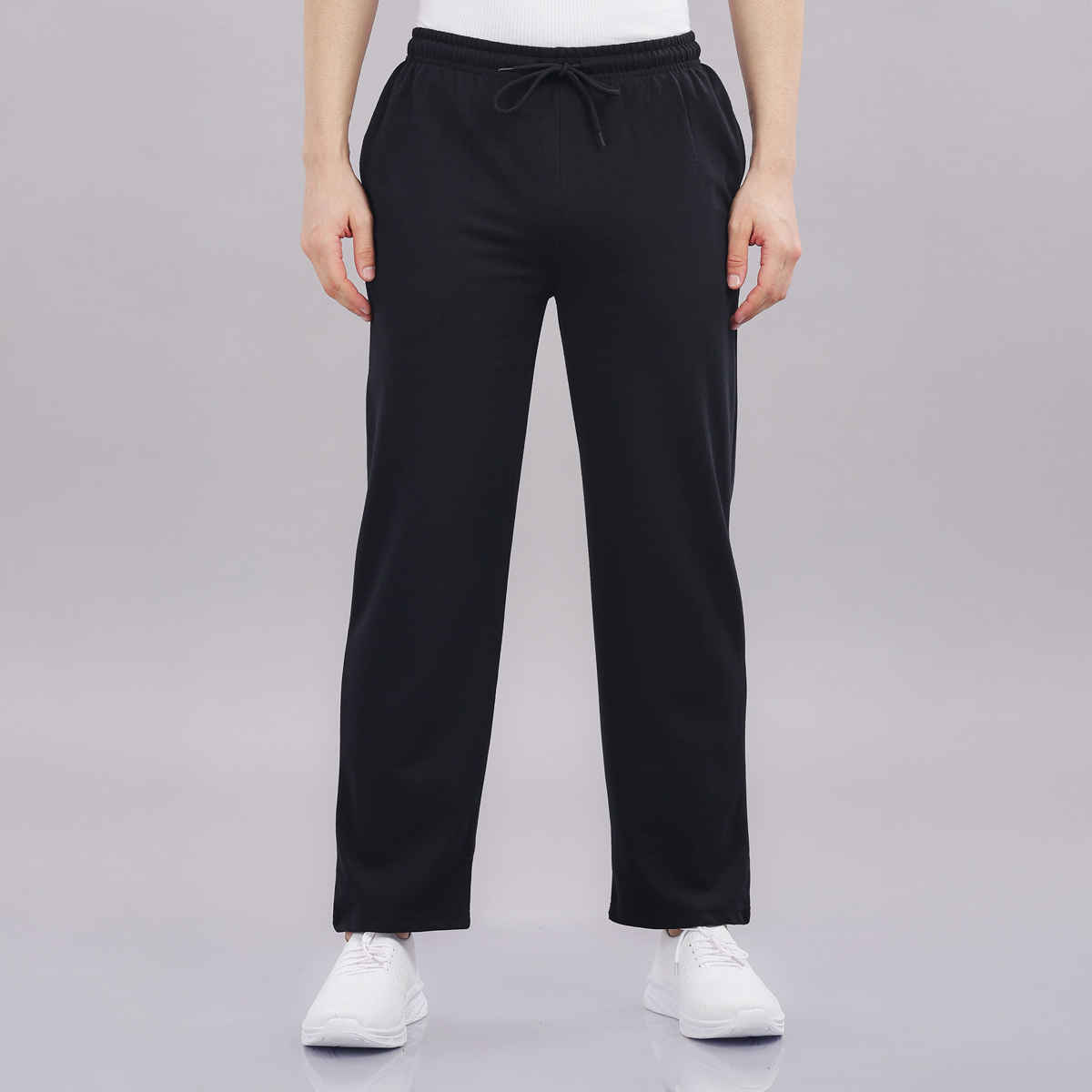 Springman Men's Solid Cotton Rich French Terry Baggy Track Pant | Black - XL