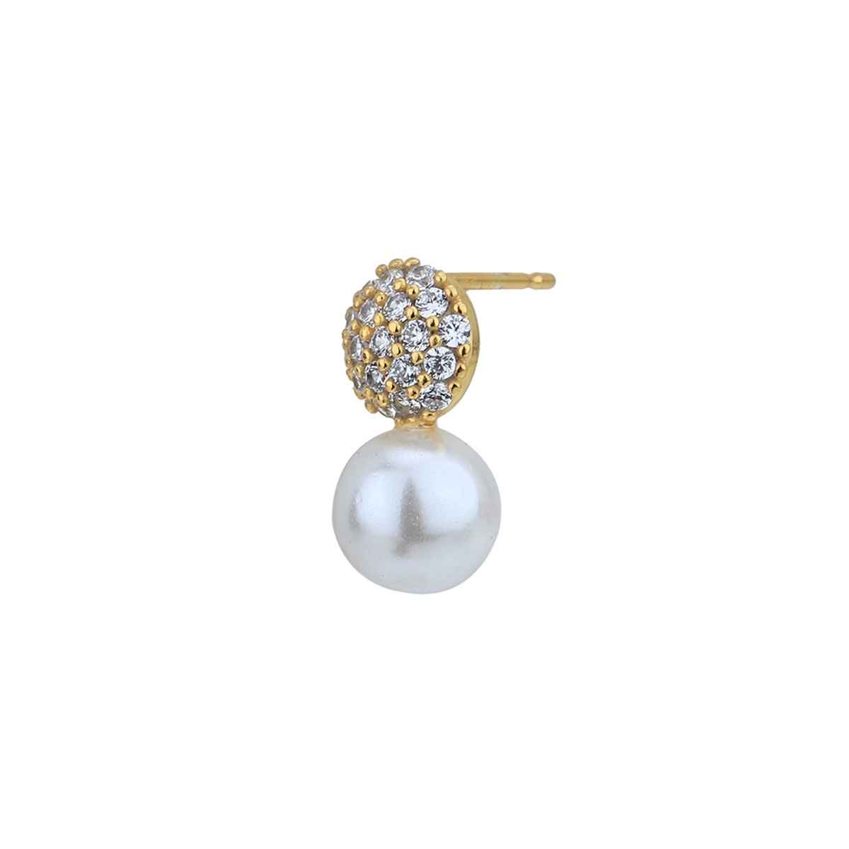 Carlton London 18kt Gold Plated with CZ Dangling Pearl Drop Earring | FJE4814