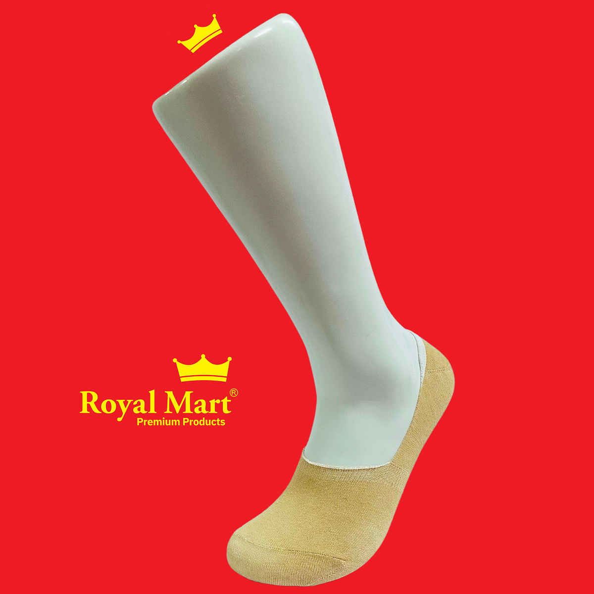 Royal Mart Unisex Solid Cotton Blend No Show Socks | Cream - Free Size