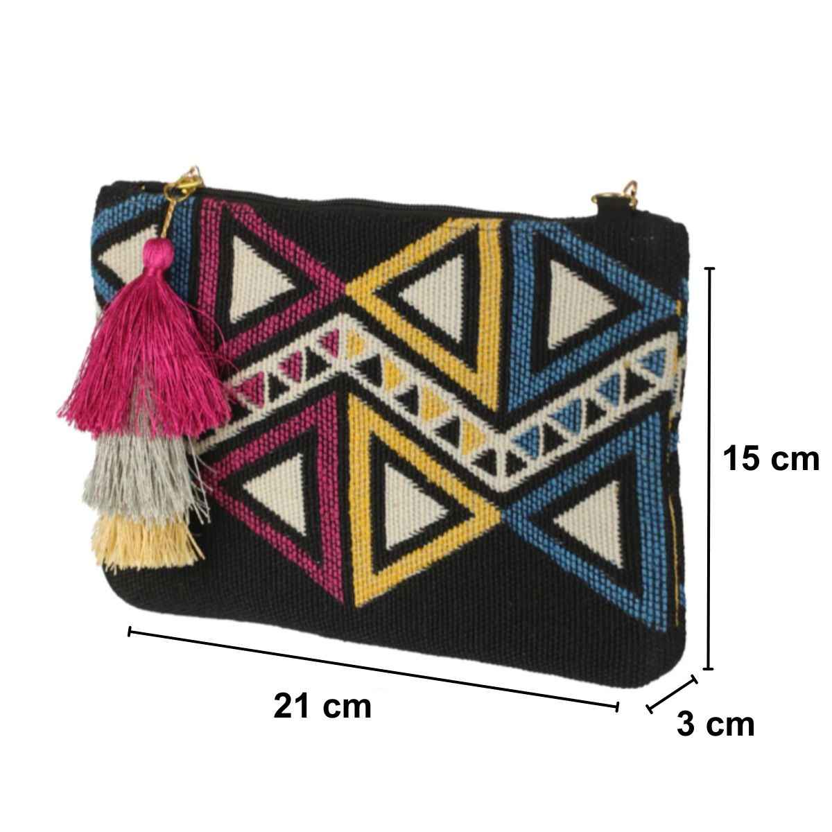 Priyaasi Women's Fabric 1 L Zipper Pouch | Black - One Size
