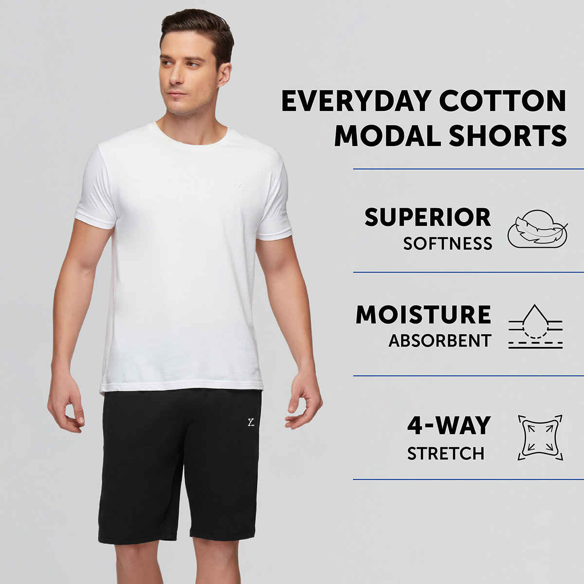 XYXX Ace Cotton Modal solid Shorts | 2 Side Pocket with zip | Black- S