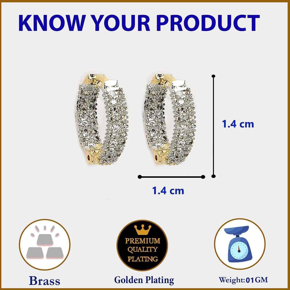 Zeneme White & Gold-Toned Teardrop Shaped Studs Earrings For Women & Girls