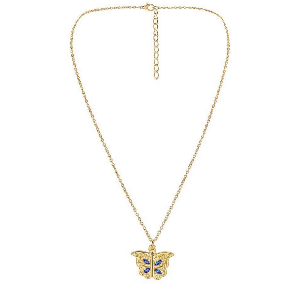 Fashion Frill Women's Openable Butterfly Pendant Chain Gold Onesize