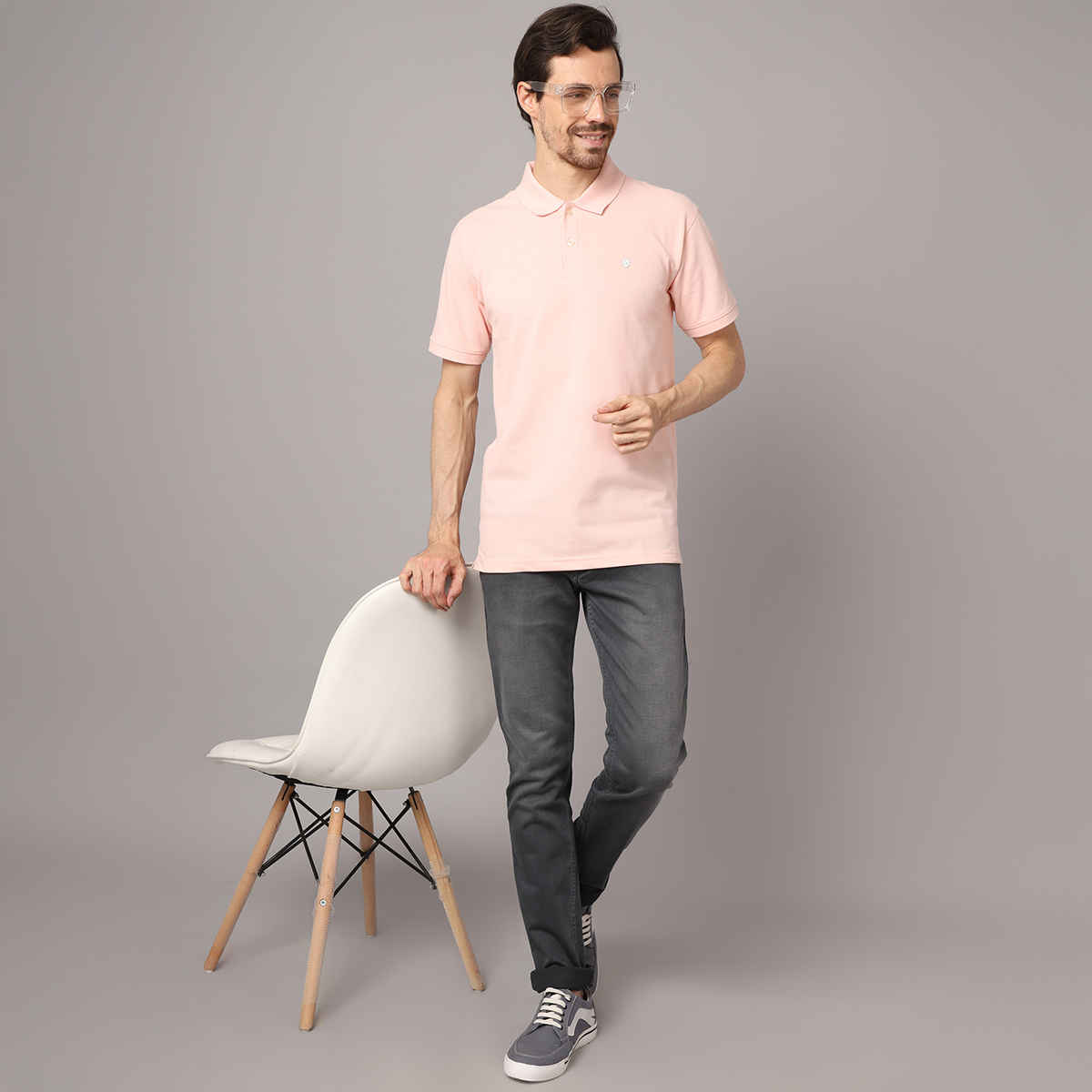 Cantabil Men's Polo Collar T-shirt | Pink - M